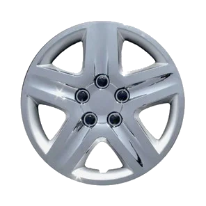 Silver five-spoke aftermarket chrome hubcap