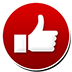 Red circular thumbs-up icon for solid reputation