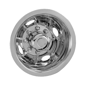 Chrome eight-lug wheel simulator for trucks, RVs, and vans